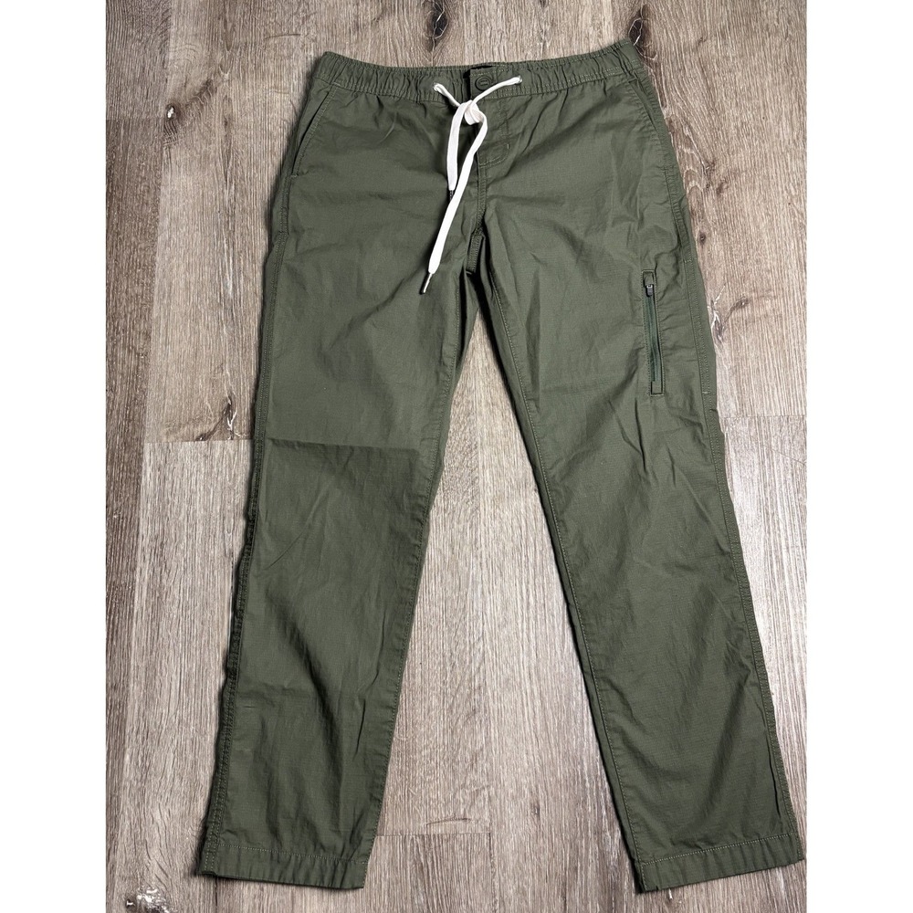 Quince‎ Women's XS Organic Stretch Ripstop Straight Pants Loden Green Zip